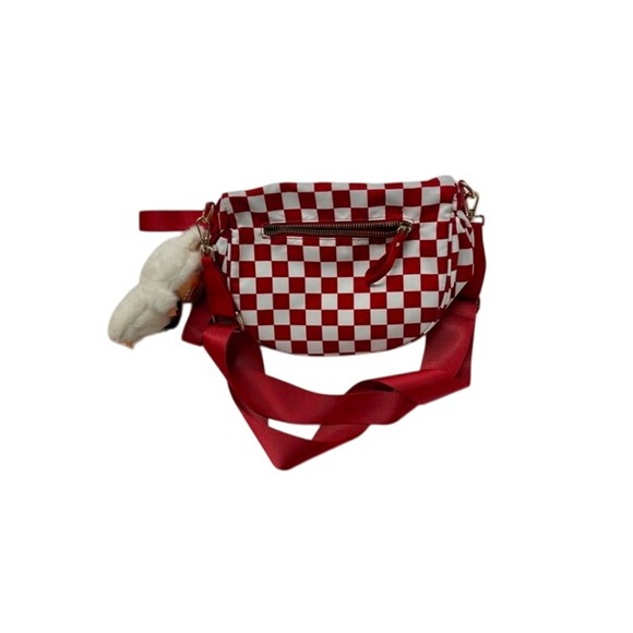 Red White Checkerboard Fanny Pack Bum‎ Bag With FREE Plush Charm - Picture 4 of 4